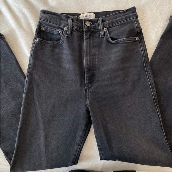 Pinch Waist High Rise Kick Flare in Panoramic AGOLDE 25 black - Picture 12 of 13